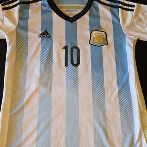 Adidas Light Blue and White Striped Jersey